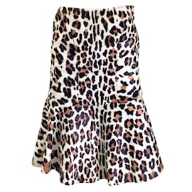 Alaïa-alaia marfil / Bronceado / Falda acampanada de pelo de becerro con estampado de leopardo marrón-Multicolor