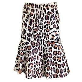 Alaïa-Alaia Ivory / Tan / Brown Leopard Printed Flared Calf Hair Skirt-Multiple colors