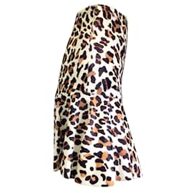 Alaïa-Alaia Ivory / Tan / Brown Leopard Printed Flared Calf Hair Skirt-Multiple colors