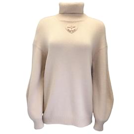 Chanel-Chanel Nude Beige 2016 Long Sleeved Turtleneck Wool and Cashmere Knit Pullover Sweater-Beige