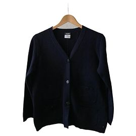 Chanel Uniform Cardigan Schwarz Baumwolle Schwarz