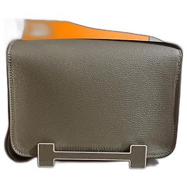 Sac Hermès Geta en cuir taupe PHW Taupe