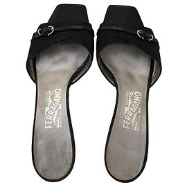 Salvatore Ferragamo Black Cloth Heels 38 Black