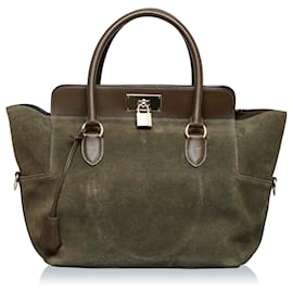 Hermès-Hermes Green Toolbox 26-Other,Green,Dark brown