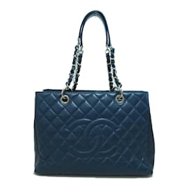 Chanel-Chanel CC Quilted Caviar Chain Tote Bag Leather Tote Bag A50995 in Excellent condition-Blue