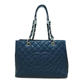 Chanel-CC Bolsa Acolchoada Cadeia Caviar A50995-Azul