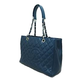 Chanel-Chanel CC Quilted Caviar Chain Tote Bag Leather Tote Bag A50995 in Excellent condition-Blue