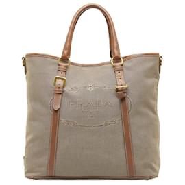 Prada-Canapa Logo Tote Bag-Beige