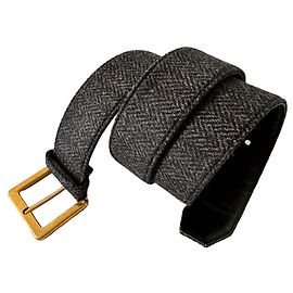 Yves Saint Laurent Cinto vintage de couro e lã Cinza antracite