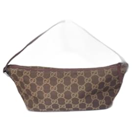 Gucci-AUTH Mini sac à main à motif GUCCI GG en toile marron foncé avec poignée marron-Marron