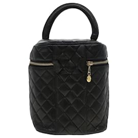 Chanel-Bolsa Cosmética CHANEL Vanity Pele de Cordeiro Preto CC Auth bs6203-Preto