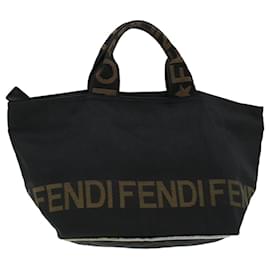 Fendi-FENDI Zucca Canvas Sac à main Noir Marron Auth bs6057-Marron,Noir