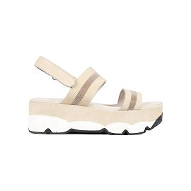Brunello Cucinelli Sandali con Zeppa con Cinghie Beige