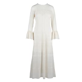 Saint Laurent-Saint Laurent Embroidered Long Dress-White