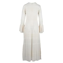 Saint Laurent-Saint Laurent besticktes langes Kleid-Weiß