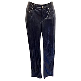 Gianfranco Ferre Vintage-Jeans Gianfranco Ferre Calças femininas vintage marinho com estampa de cobra tamanho justo 29-Azul marinho