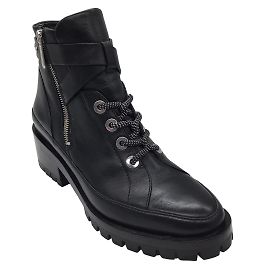 3.1 Phillip Lim 3.1 Philip Lim Hayett Black / Botins de couro com detalhe de zíper prateado Preto