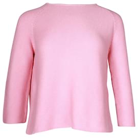 Max Mara-Weekend by Max Mara Pull en maille à col rond en coton rose-Rose