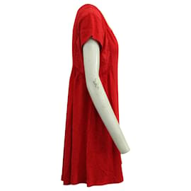 Ba&Sh-Ba&Sh V-neck Dress in Red Cotton -Red