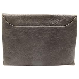 Givenchy-Givenchy Antigona Envelope Clutch Bag in Grey Leather-Grey