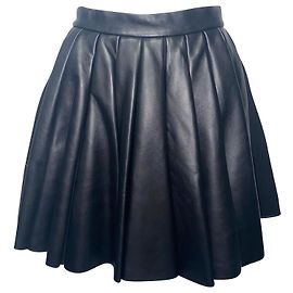 Falda corta plisada de cuero negro David Koma Negro