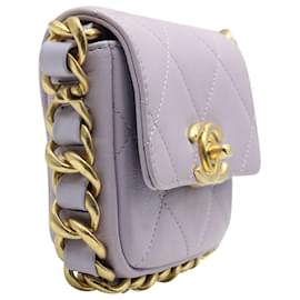 Chanel-Chanel Mini Framing Chain Flap Bag in Purple Leather-Other