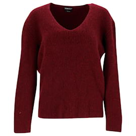 Tom Ford-Tom Ford V-neck Sweater in Cashmere-Red,Dark red