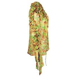 Dries Van Noten-Dries Van Noten Clavelly Ruffle Georgette Blouse in Floral Print Silk-Other