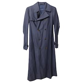 Alexander Mcqueen-Alexander McQueen Trench Coat in Blue Cotton-Blue