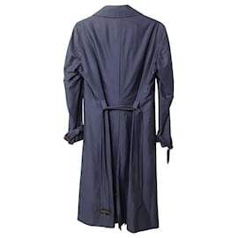 Alexander Mcqueen-Alexander McQueen Trench Coat in Blue Cotton-Blue