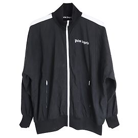 Palm Angels Logo Track Jacket in Black Polyamide Black