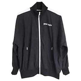 Palm Angels-Palm Angels Logo Track Jacket in Black Polyamide-Black