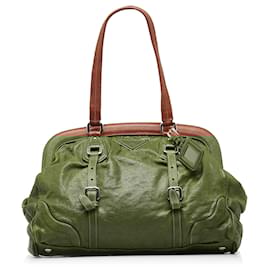 Prada-Prada Brown Frame Leather Tote-Brown