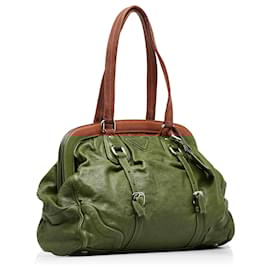 Prada-Prada Brown Frame Leather Tote-Brown