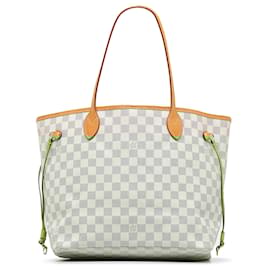 Louis Vuitton-Louis Vuitton White Damier Azur Neverfull MM-White