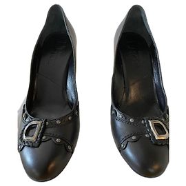Christian Dior Black Leather Heels Black