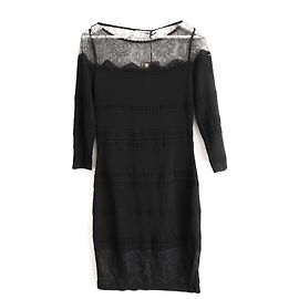 Roberto Cavalli Schwarzes Strick- und Spitzenkleid Schwarz