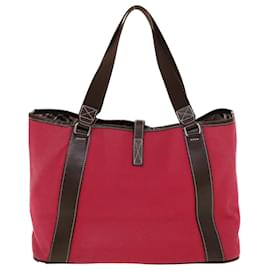 Burberry-BURBERRY Shoulder Bag Canvas Leather Red Auth yb149-Red