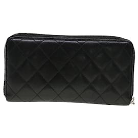 Chanel-CHANEL Cambon Line Wallet Leather Black CC Auth yk7331-Black