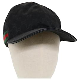 Gucci-GUCCI GG Canvas Web Sherry Line Cap M Black Red Green 200035.601564 Auth yk7360-Black,Red,Green