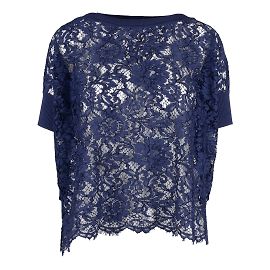 Top de renda azul marinho Valentino em algodão Outro