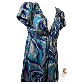 Joseph-Stunning silk dress by Joseph in tones of different blue-Blue,Light blue,Dark blue