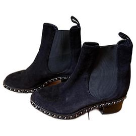 Chanel Suede black boots size 38 Black