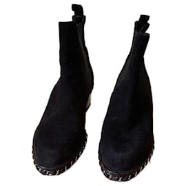 Chanel-Chanel Suede black boots size 38-Black