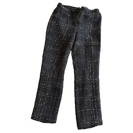 Chanel tweed pants black Black