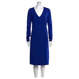 Diane Von Furstenberg-DvF Milena crepe dress in blue crepe-Dark blue