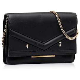 Fendi-Portefeuille Monstre Noir Fendi sur Chaîne-Noir