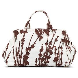 Sacola de compras Prada White Canapa Stampata Marrom Branco