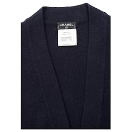 Chanel-Colete Cardi de Caxemira com Botões CC-Azul marinho