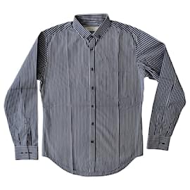 Yves Saint Laurent-Vintage blue stripes cotton shirt-Multiple colors